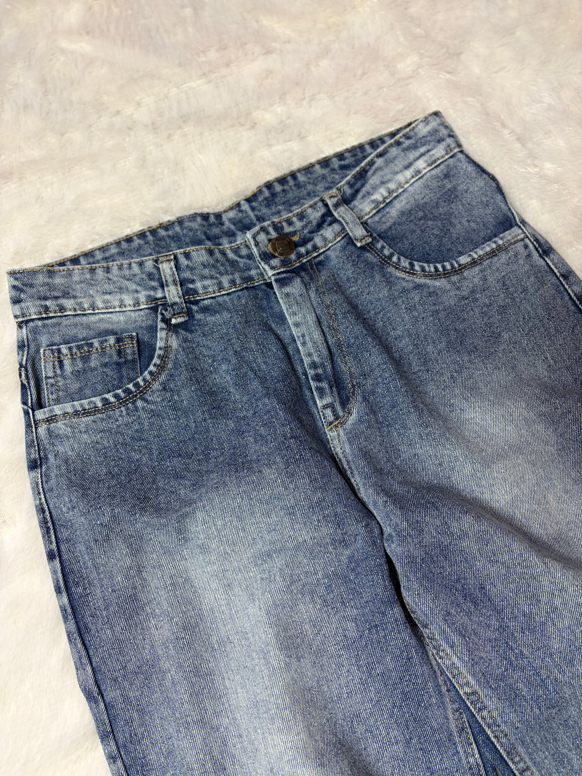 Faded Medium Wash Blue Denim