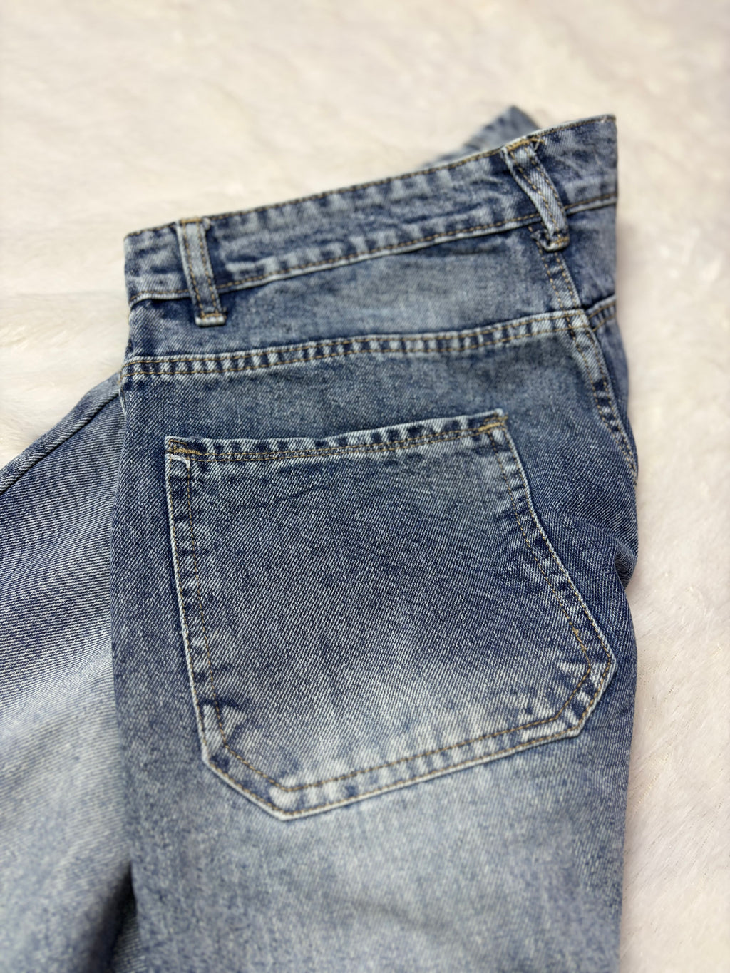 Faded Medium Wash Blue Denim