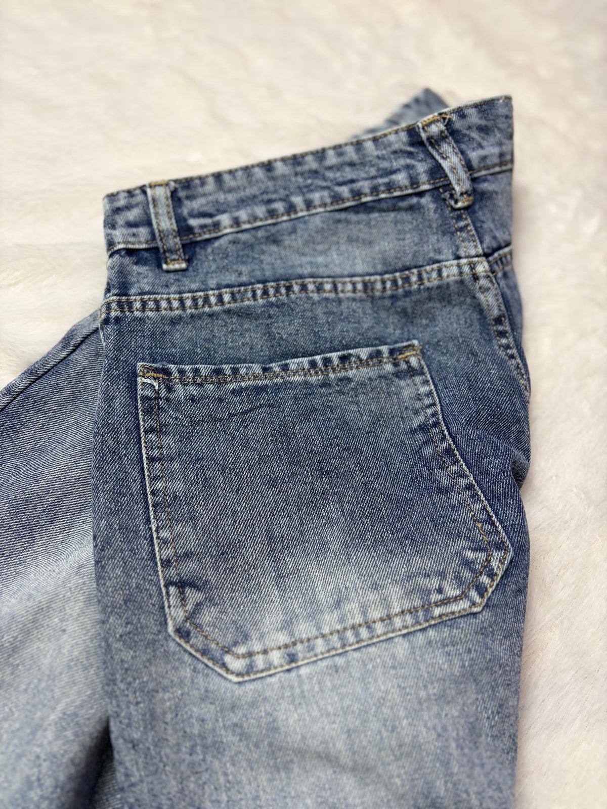 Faded Medium Wash Blue Denim