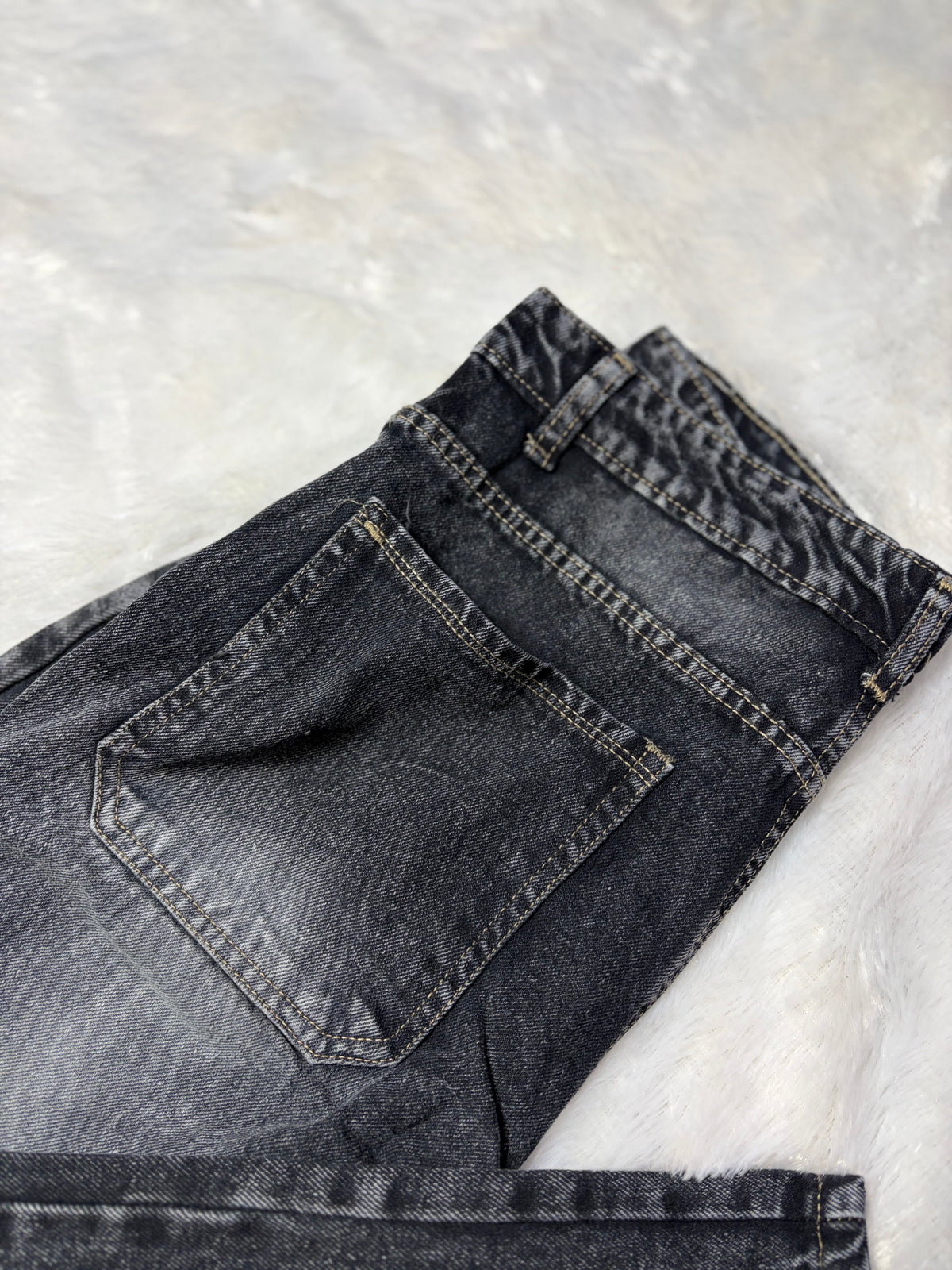 Acid Wash Dark Charcoal Denim